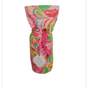 Lilly Pulitzer Wine Beverage Bottle Drawstring Tote Featured in All Nighter NEW